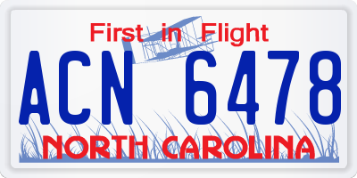 NC license plate ACN6478
