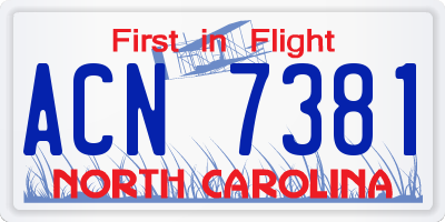 NC license plate ACN7381