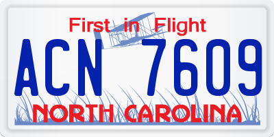 NC license plate ACN7609