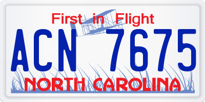 NC license plate ACN7675