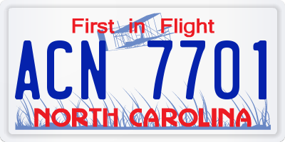 NC license plate ACN7701