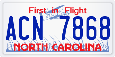 NC license plate ACN7868