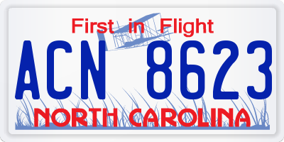 NC license plate ACN8623