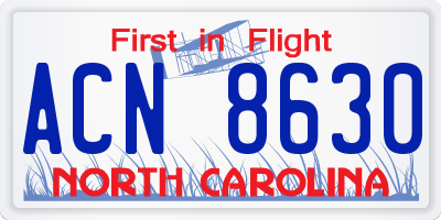 NC license plate ACN8630