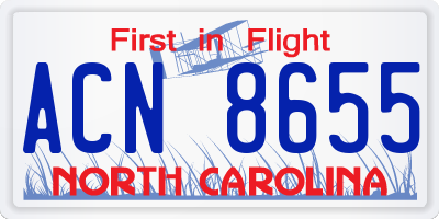 NC license plate ACN8655