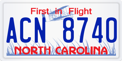 NC license plate ACN8740