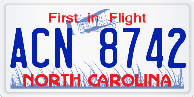 NC license plate ACN8742