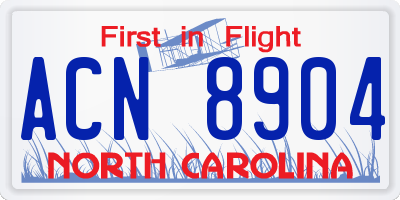 NC license plate ACN8904