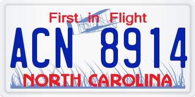 NC license plate ACN8914