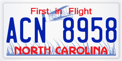 NC license plate ACN8958