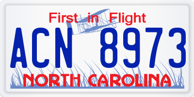 NC license plate ACN8973