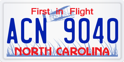 NC license plate ACN9040