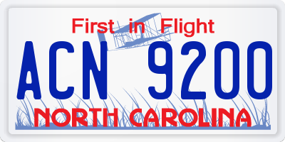 NC license plate ACN9200