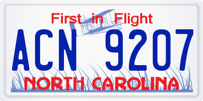 NC license plate ACN9207