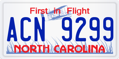 NC license plate ACN9299
