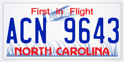 NC license plate ACN9643