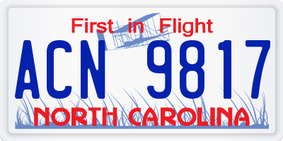 NC license plate ACN9817