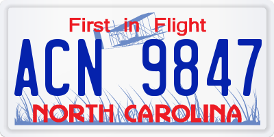 NC license plate ACN9847