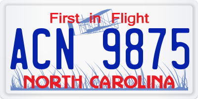 NC license plate ACN9875
