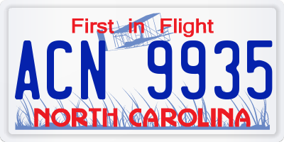NC license plate ACN9935