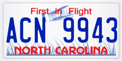 NC license plate ACN9943
