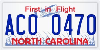 NC license plate ACO0470