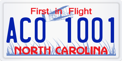 NC license plate ACO1001
