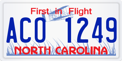 NC license plate ACO1249