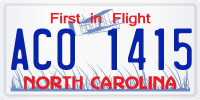 NC license plate ACO1415