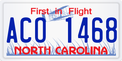 NC license plate ACO1468