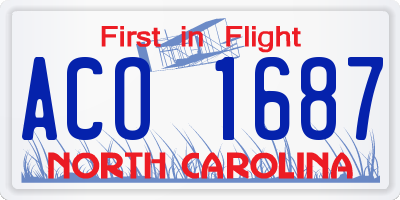 NC license plate ACO1687