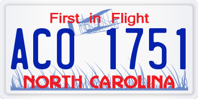 NC license plate ACO1751