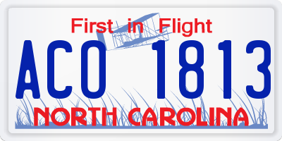 NC license plate ACO1813