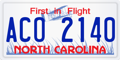 NC license plate ACO2140