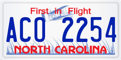 NC license plate ACO2254