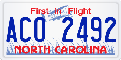 NC license plate ACO2492