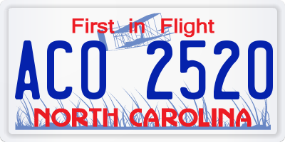 NC license plate ACO2520