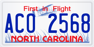 NC license plate ACO2568