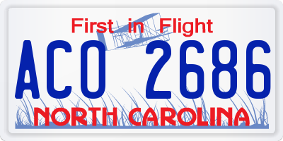 NC license plate ACO2686
