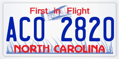 NC license plate ACO2820