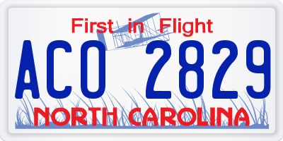 NC license plate ACO2829