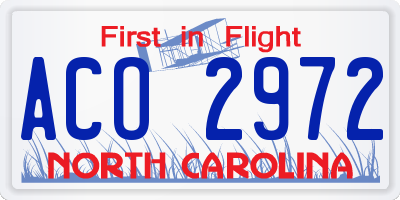 NC license plate ACO2972