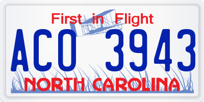 NC license plate ACO3943