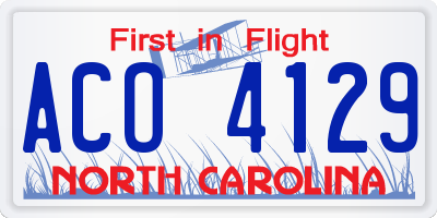 NC license plate ACO4129