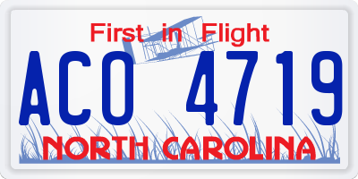 NC license plate ACO4719