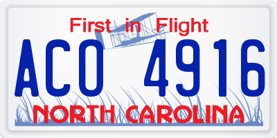 NC license plate ACO4916