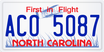 NC license plate ACO5087