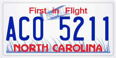NC license plate ACO5211