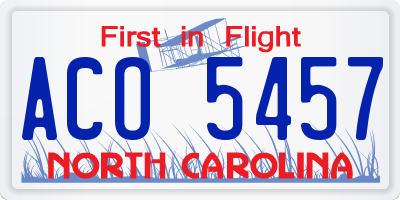 NC license plate ACO5457