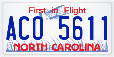NC license plate ACO5611